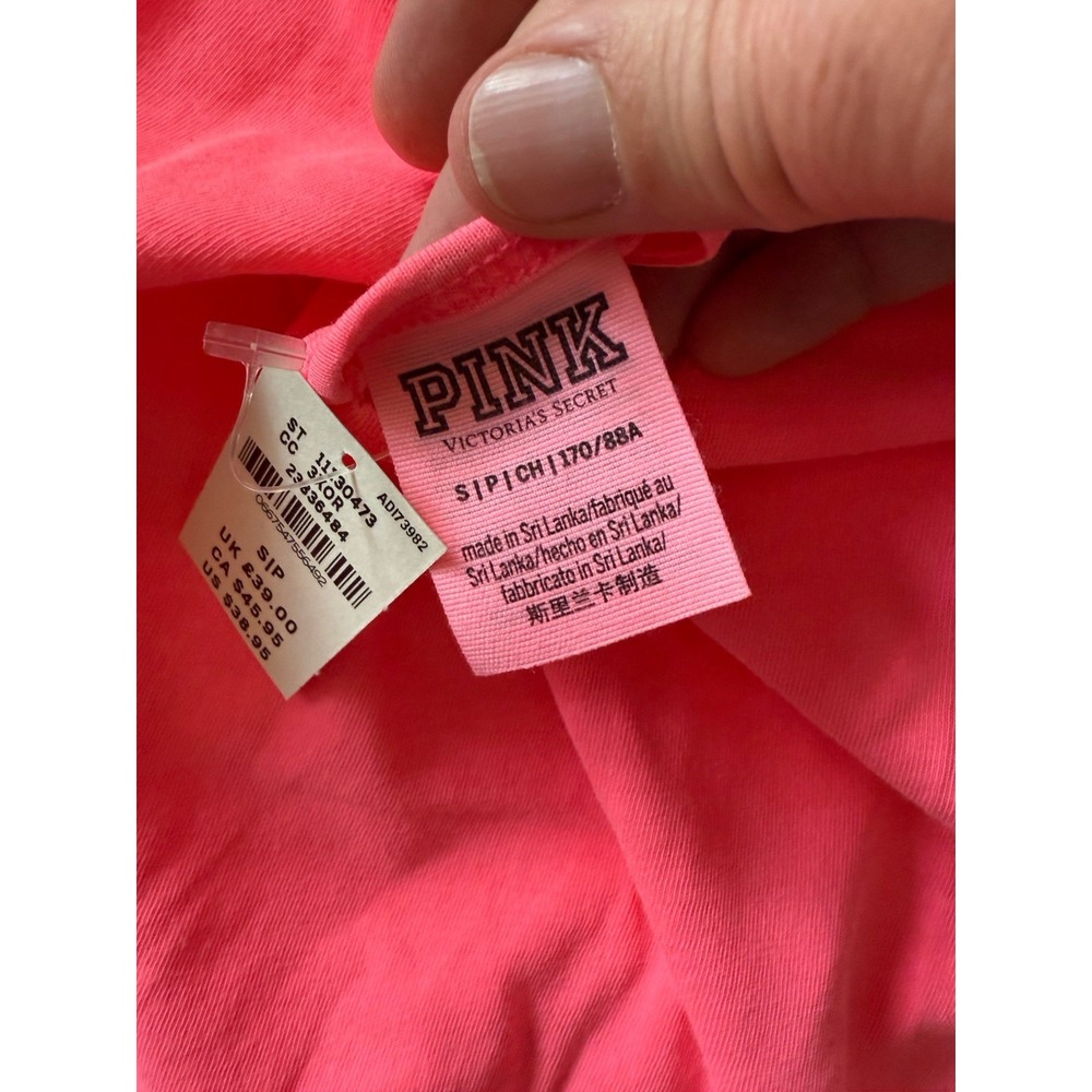 Victorias Secret PINK Bright Coral Long Sleeve Shirt Open Back Small NEW w/ TAGS - Picture 7 of 10